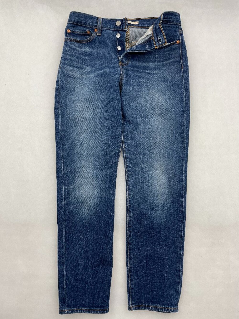 Levi's Premium Wedgie Straight High Rise Button Fly Blue Jeans 28 Women's 28x27